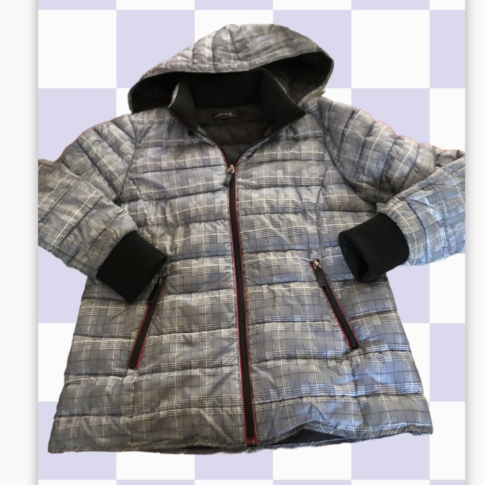 Charlie B puffer jacket gently/barely used with a hood size medium plaid
